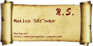 Matics Sándor névjegykártya