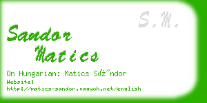 sandor matics business card